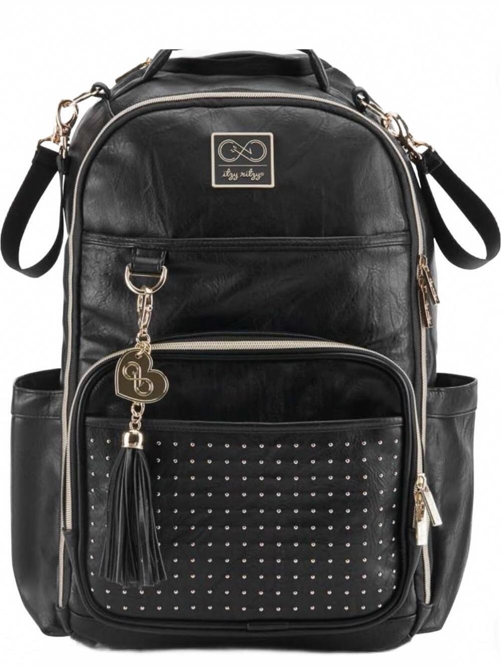 Chelsea + Cole Itzy Ritzy Diaper Bag The Boss Studded Backpack Diaper Bag Black